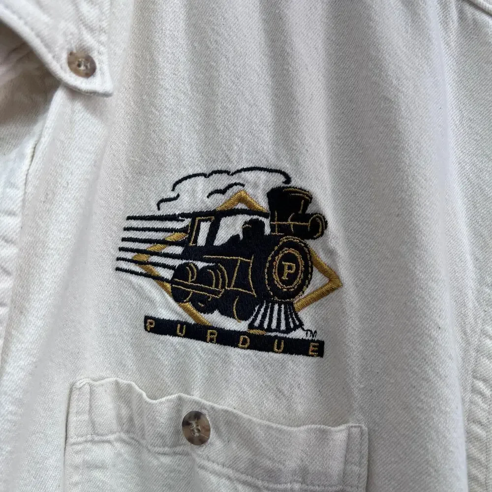 Vintage Purdue University Boilers Button Up Shirt Mens 2X Embroidered Collared - Picture 4 of 7